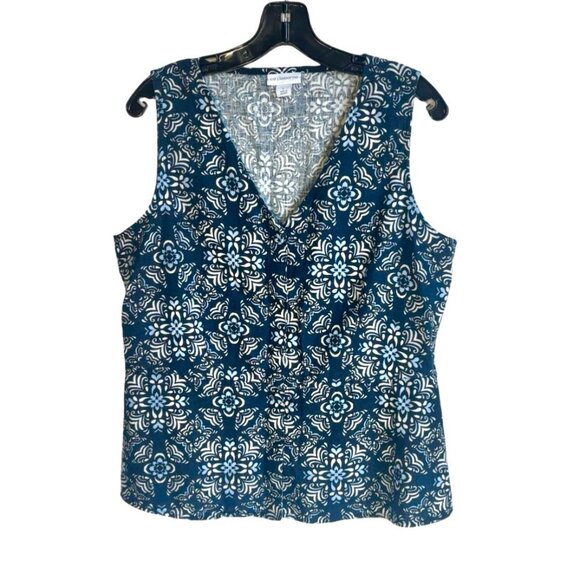 Liz Claiborne Linen Blend Sleeveless Blouse V-Neck Peplum - Picture 1 of 8